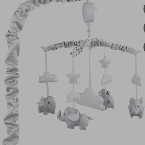 Grey Digital Musical Mobile With Elephants, Clouds and Stars by The Peanutshell - Picture 1 of 1